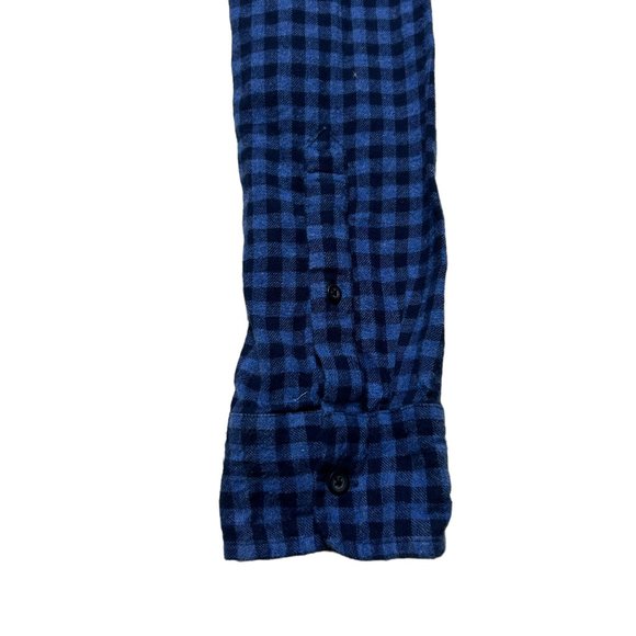 J. Crew Flannel Shirt Mens XL Slim Fit Blue Check Button Up Long Sleeve Casual - Picture 7 of 9